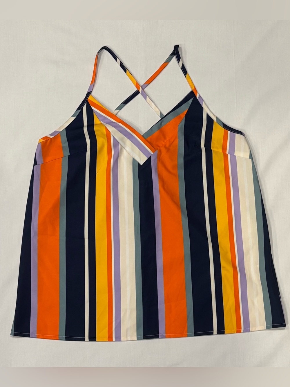 SHEIN Multicolor Striped V-Neck Tank Top Blouse – Size Large